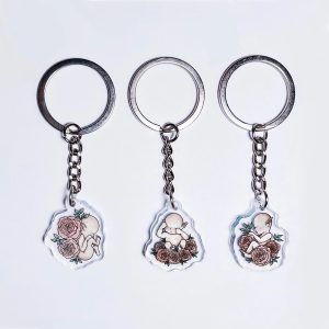 CAATAA Pink Vintage Blossom Keychain